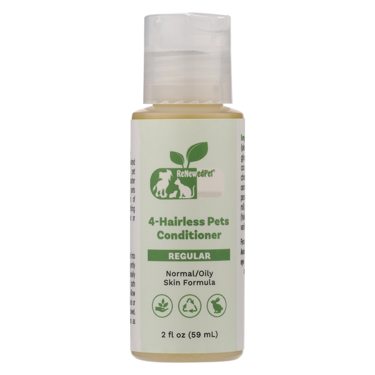 ReNewedPet 4-Hairless Pets Regular Conditioner for normal to oily skin, 2 oz bottle with natural organic ingredients