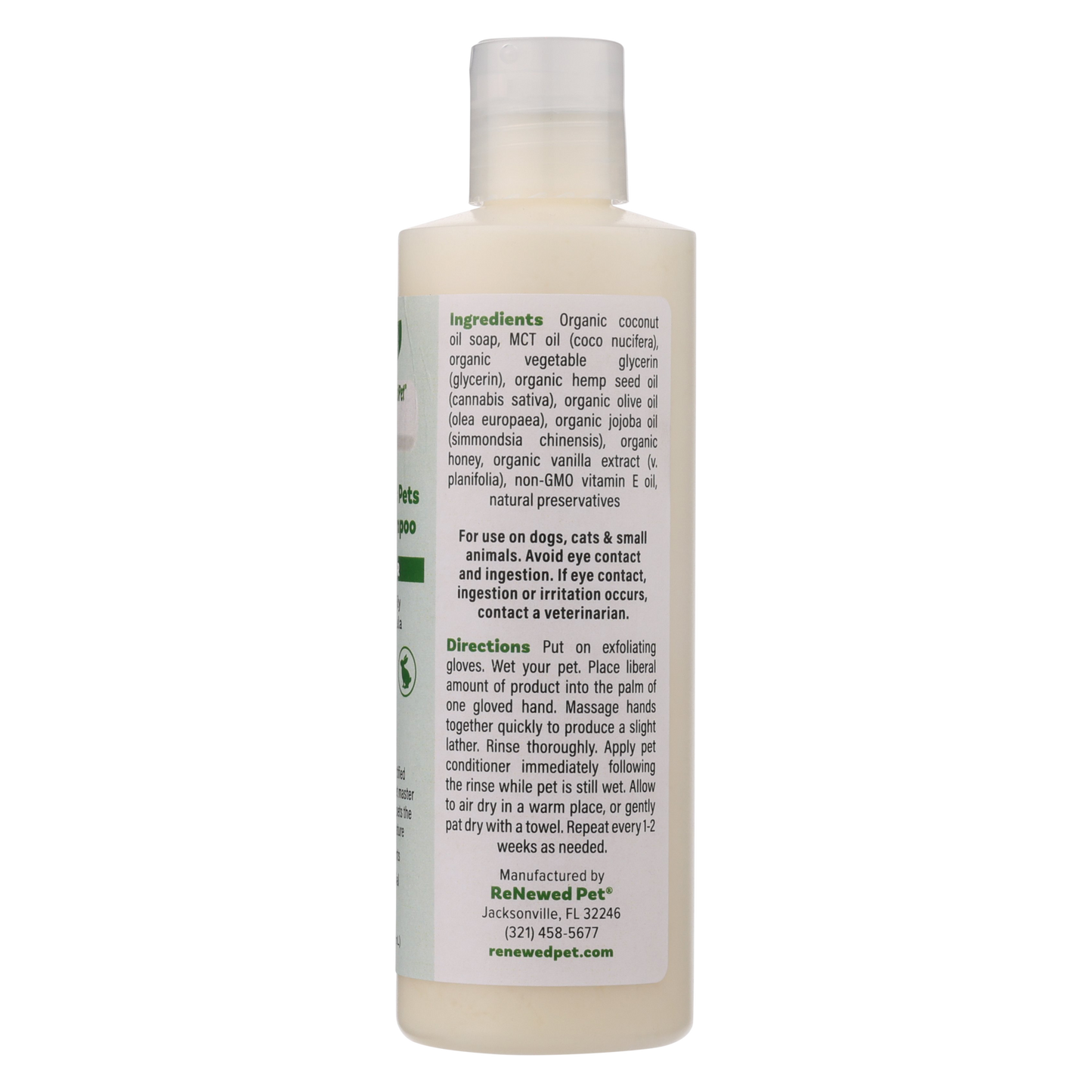 Bottle of ReNewedPet 4-Hairless Pets Shampoo for dogs and cats with natural ingredients