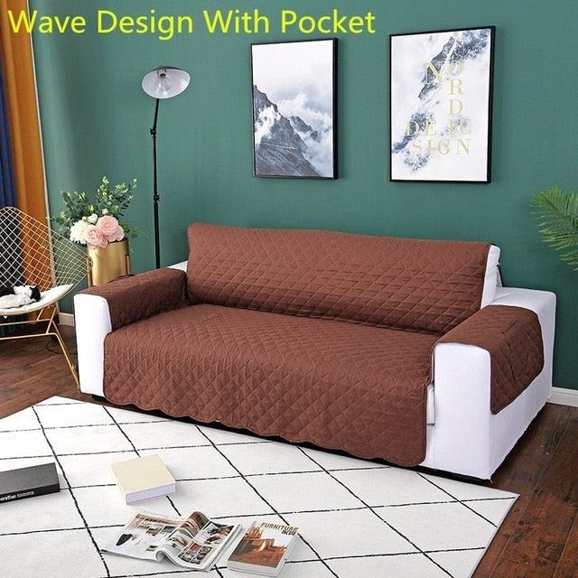 Modern solid-colored sofa couch cover slipcover on sectional sofa with removable armrest protector
