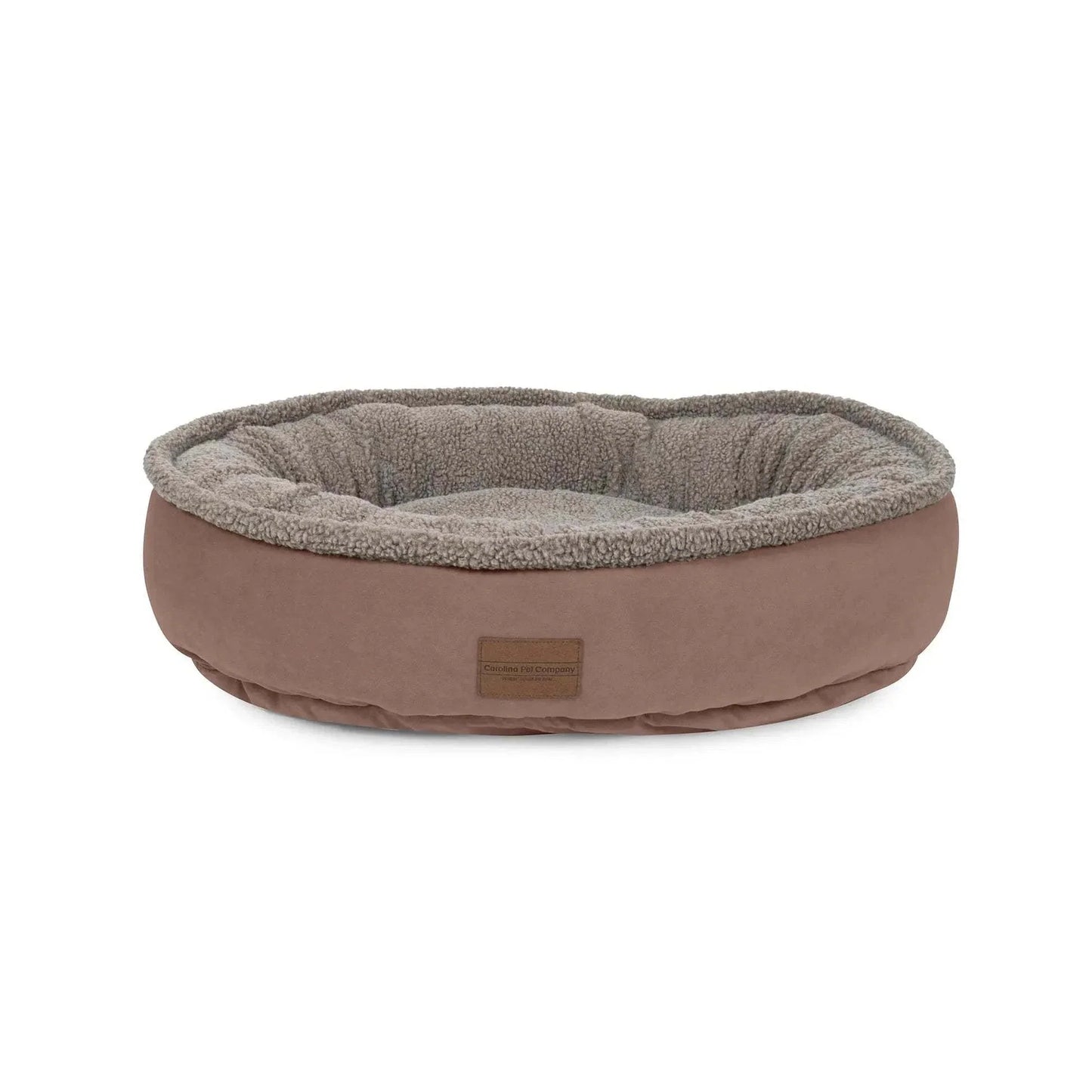 Microfiber Comfy Cup Dog Bed with plush Berber fleece and bolster cushion for pet comfort and support