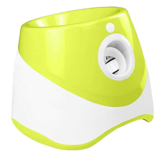 compact rechargeable automatic tennis ball launcher with three pet-safe balls