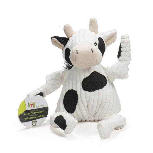 Dottie Cow Knottie® plush dog toy with durable knotted design and squeakers