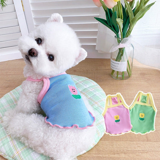 Mile Pet Dog Slim Small dog wearing sheer cotton summer dog apparel pet clothes