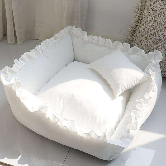 Cozy princess dog bed sofa for small dogs and cats with wraparound bolsters