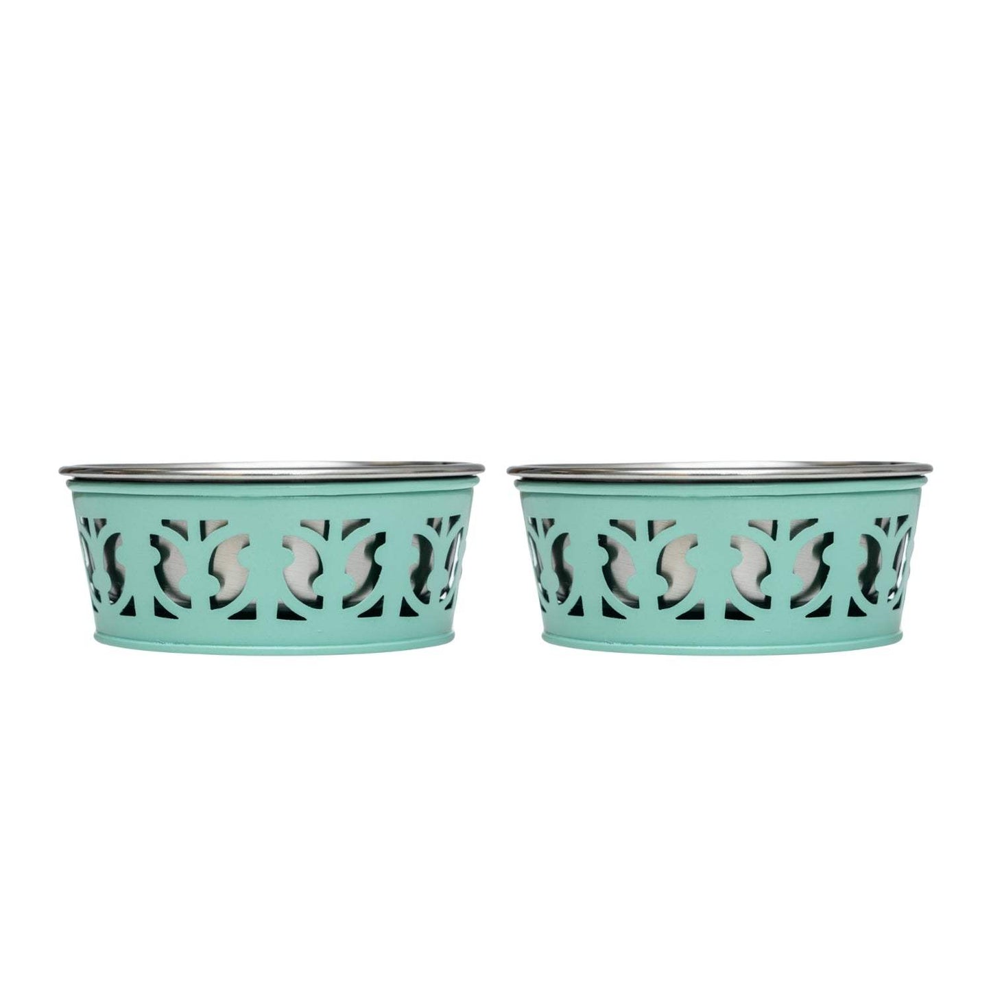 Country Living Set of 2 Stainless Steel Dog Bowls – Farmhouse Style