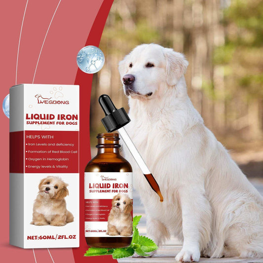 Pet dog syrup bottle with peppermint extract for supplementing dogs' iron and vitality