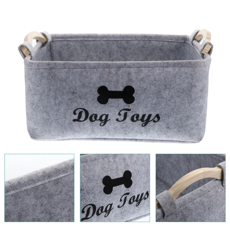 Dog Toy Storage Basket - Felt Organizer Bin for Pets