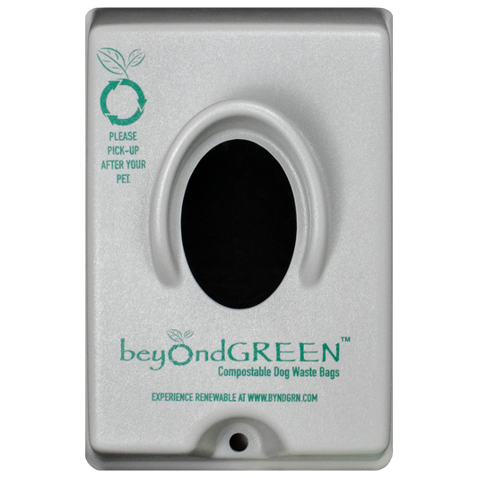 Wall-mounted single-pull dog waste bag dispenser with beyondGREEN compostable bags