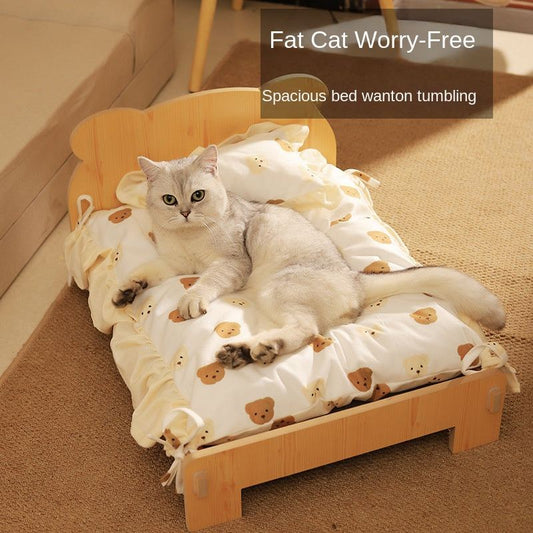 Cat Bed Universal Pet Bed Pet Nest Dog Nest Removable Solid Wood Bed