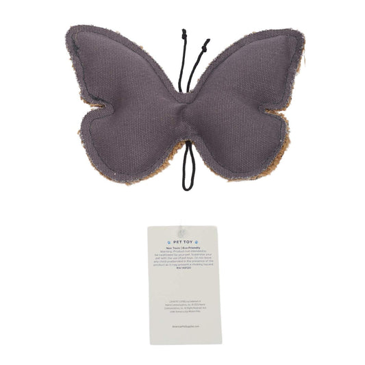 Country Living Canvas butterfly-shaped dog chew toy made of durable, non-toxic canvas and jute for small to medium dogs