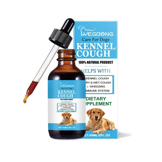 Bottle of dog syrup supplement for cough relief and immune support in pet dogs
