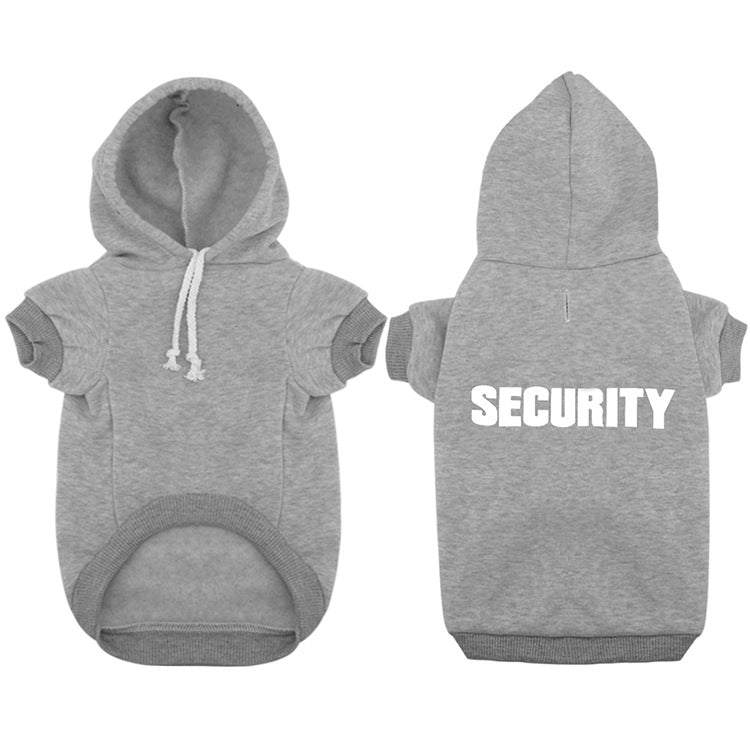 Black and grey cotton pet hoodie for autumn and winter, casual dog outerwear in multiple sizes