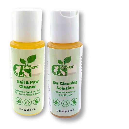 4-ALL PETS Ear and Nail Cleaner Kit with natural organic ear cleaning drops and nail paw cleaner for pets