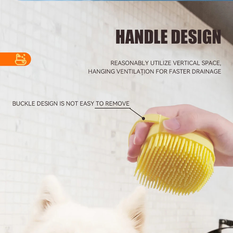 Dog Bathing Brush with Shampoo Dispenser - Soft Silicone Massage Tool
