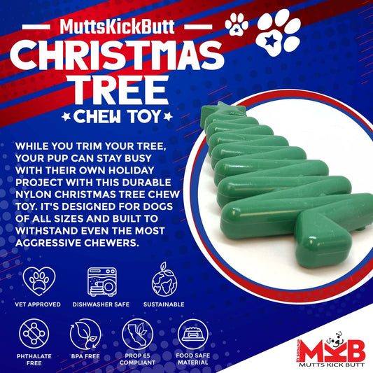 Christmas Tree Nylon Dog Chew Toy - Heavy Duty, USA Made FDA Compliant