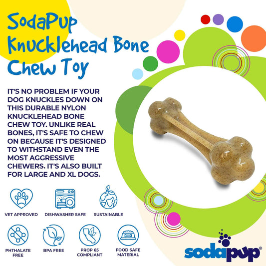 Knuckle Bone Ultra Durable Nylon Dog Chew Toy for aggressive chewers, safe for large dogs, vet approved and dishwasher safe.