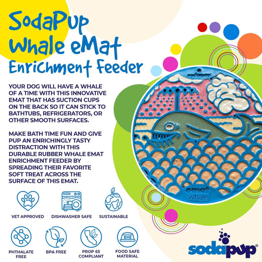 Whale eMat - Ocean-Inspired Dog & Cat Enrichment Lick Mat Suction Cups