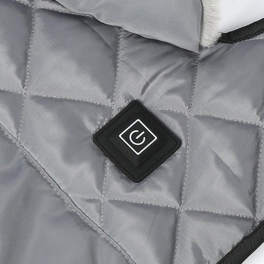 Warm dog jacket with short rabbit fur for heated pet clothing