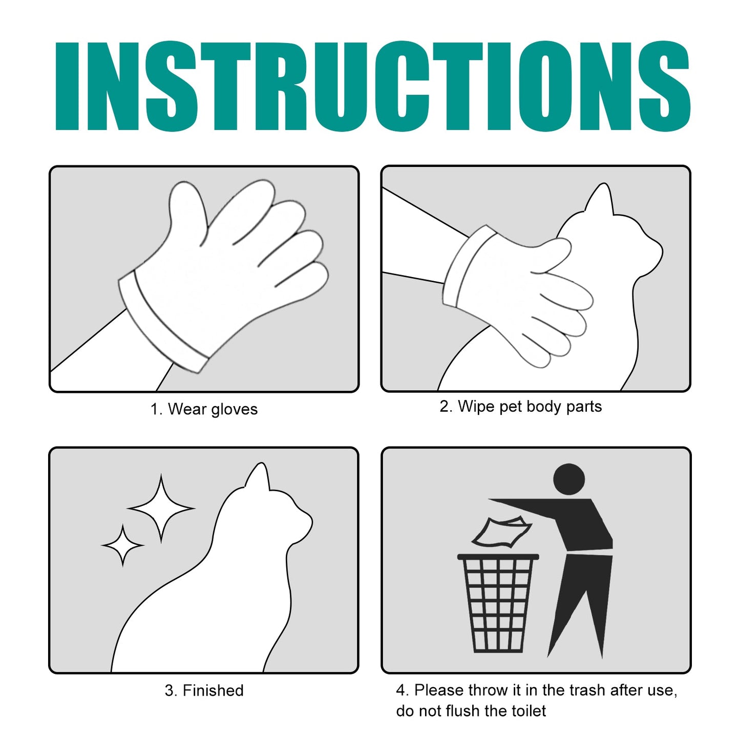 Pet Leave-In Cleaning Gloves Dog Bath Cat Clean Dry Cleaning Gloves Deodorizing Odor Removal