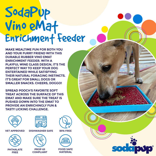 Vino Dog eMat with wine glass design for dog enrichment and anxiety relief