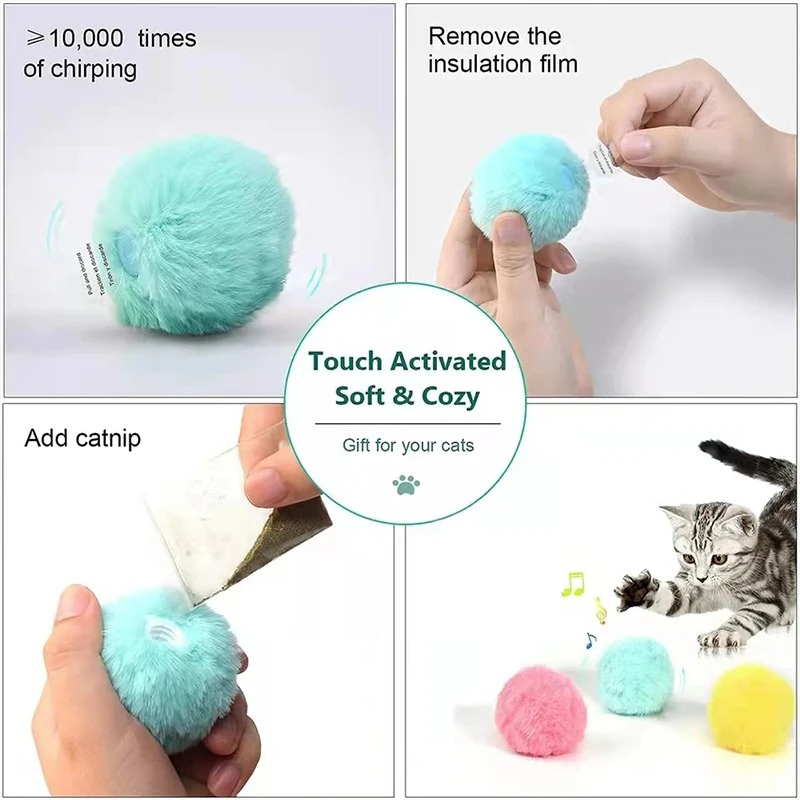 Interactive Smart Squeak Ball - Electric Catnip Plush Toy for Cats