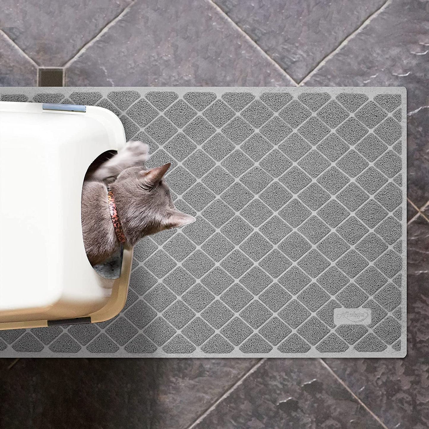 Premium Cat Litter Mat, Litter Box Mat with Non-Slip and Waterproof Backing
