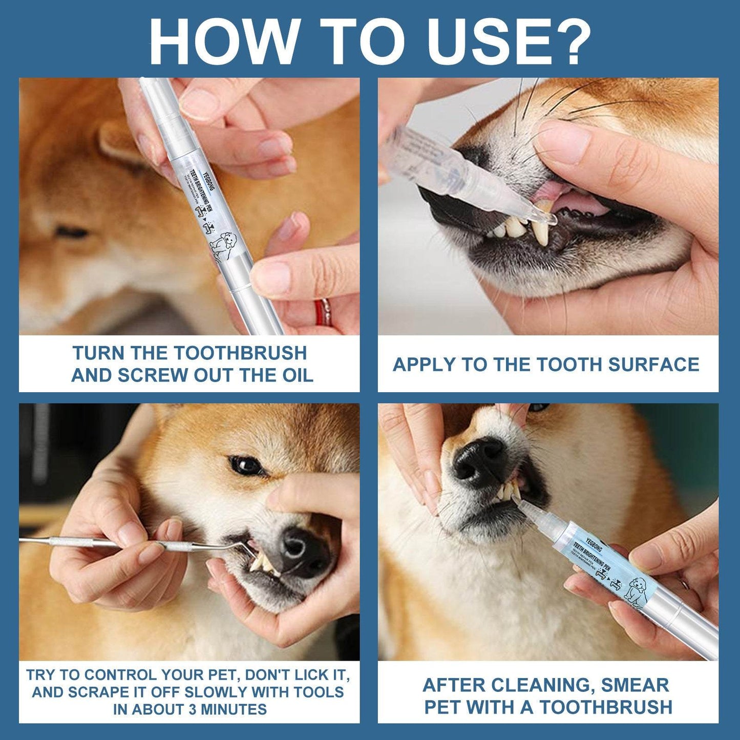 Pet Tooth Beauty Pen for cleaning dog and cat teeth, tartar removal tool