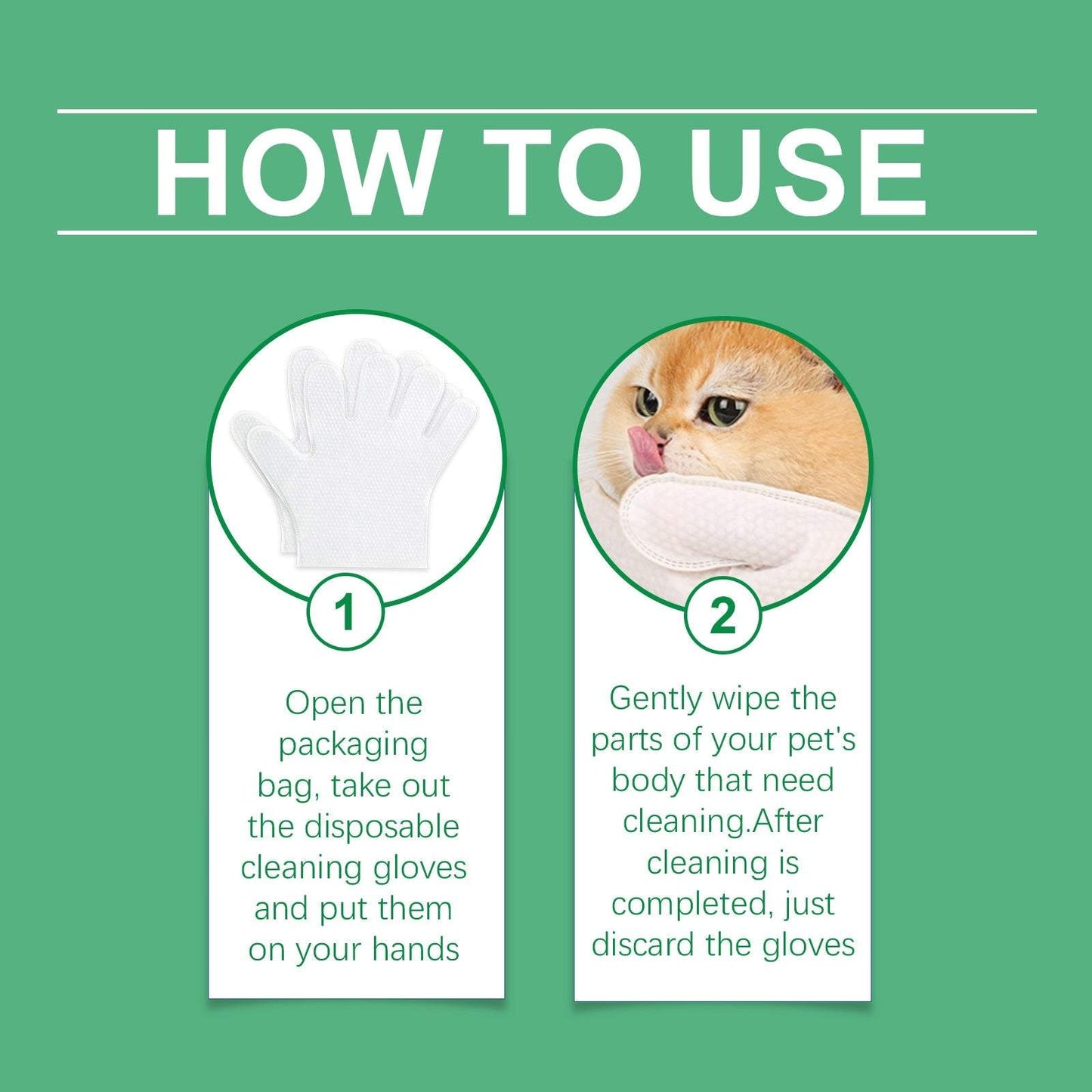 Pet disposable cleaning gloves for gentle dog and cat hair and skin care
