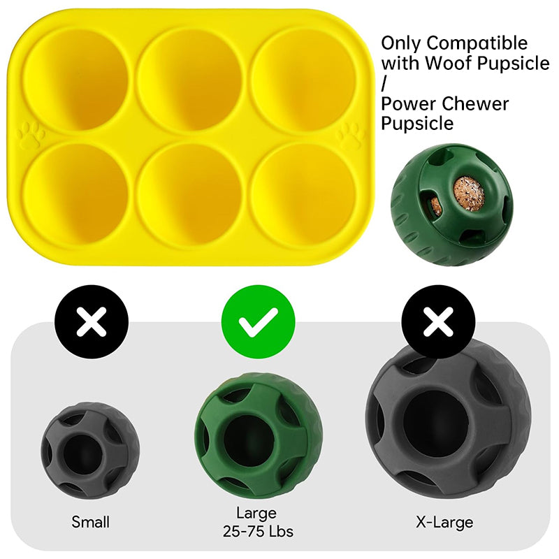 6 - cavity dog treat molds , compatible with Woof & Power Chewer Pupsicle, silicone for frozen treats, reusable for Pupsicle toy