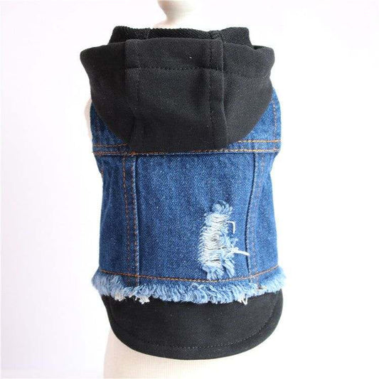 Casual cowboy-style pet clothes with black and red hats in various sizes from XS to XXL
