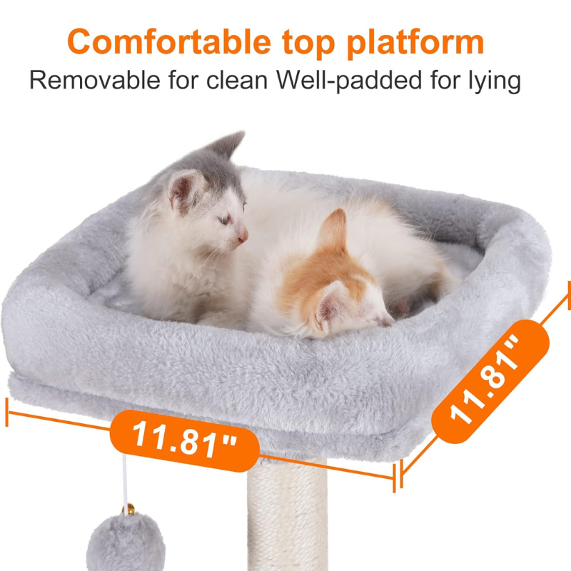 Heybly Small Cat Tree with Hammock - Compact Cat Tower & Furniture for Indoor Cats