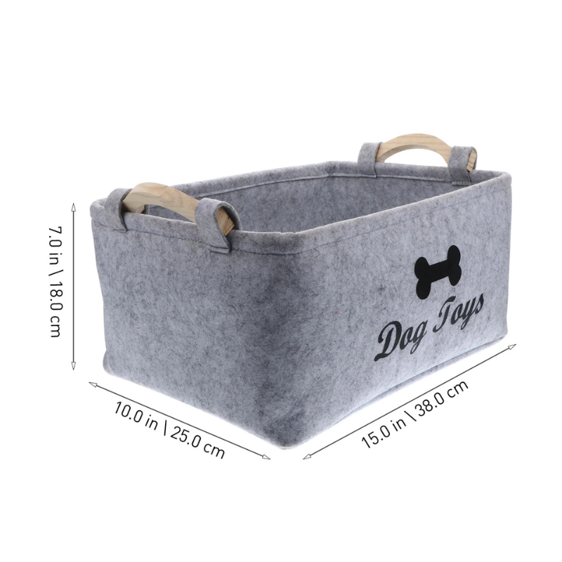 Dog Toy Storage Basket - Felt Organizer Bin for Pets