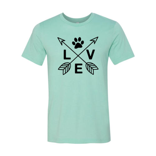 Premium Bella Canvas Love T-Shirt in various sizes with soft ring spun cotton and durable flex print design