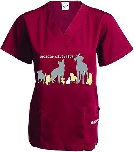 Welcome Diversity Scrub Top - Animal-Friendly, Durable Workwear | Wine