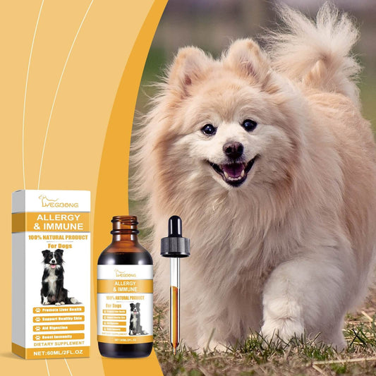 Bottle of Dog Body Care Drops nutritional supplement for allergy relief and immunity support