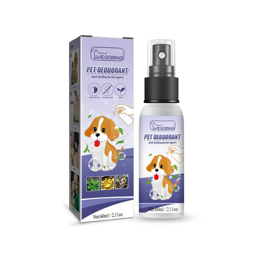 Pet deodorant spray bottle for removing dog and cat odors including urine, body, and feces smells