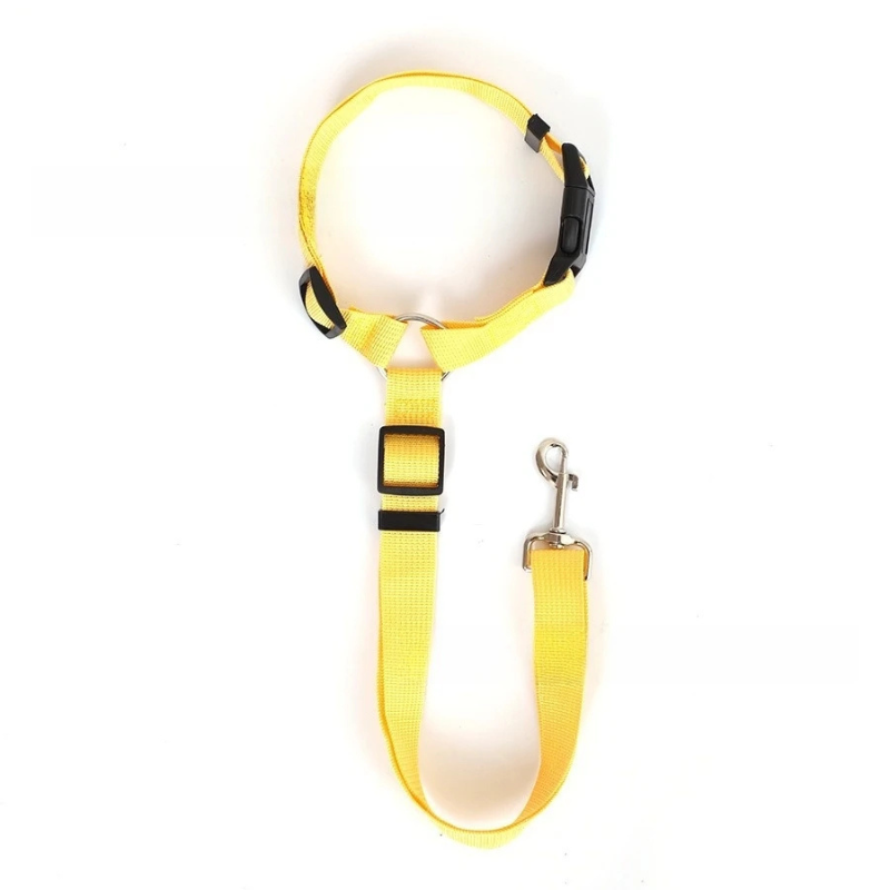 Solid Color 2-in-1 Pet Car Seat Belt & Adjustable Nylon Leash