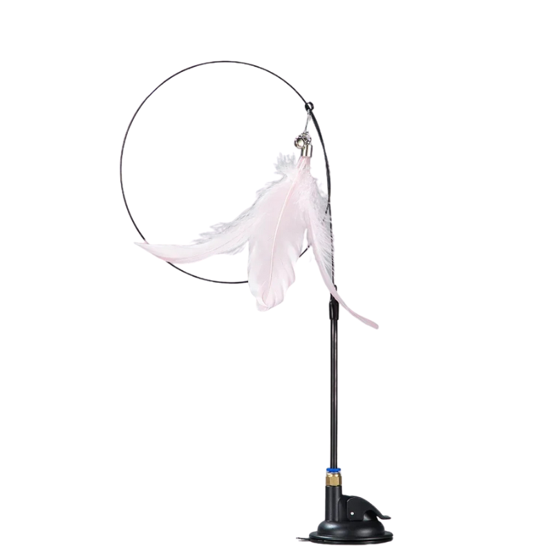 Cat Teaser Stick with Suction Cup – Long-Lasting Feather Wand Toy