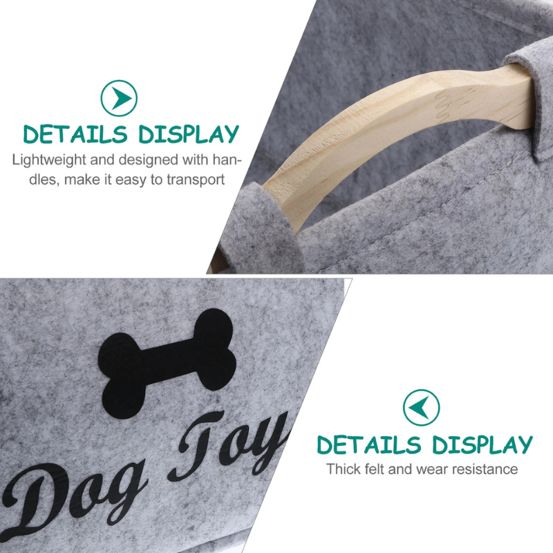 Dog Toy Storage Basket - Felt Organizer Bin for Pets