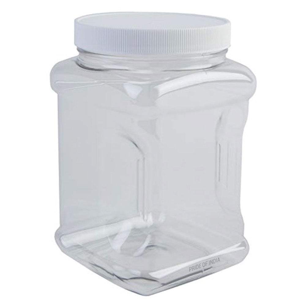 clear PET plastic grip jar with white screw cap, impact-resistant, lightweight, BPA-free, food-grade storage container