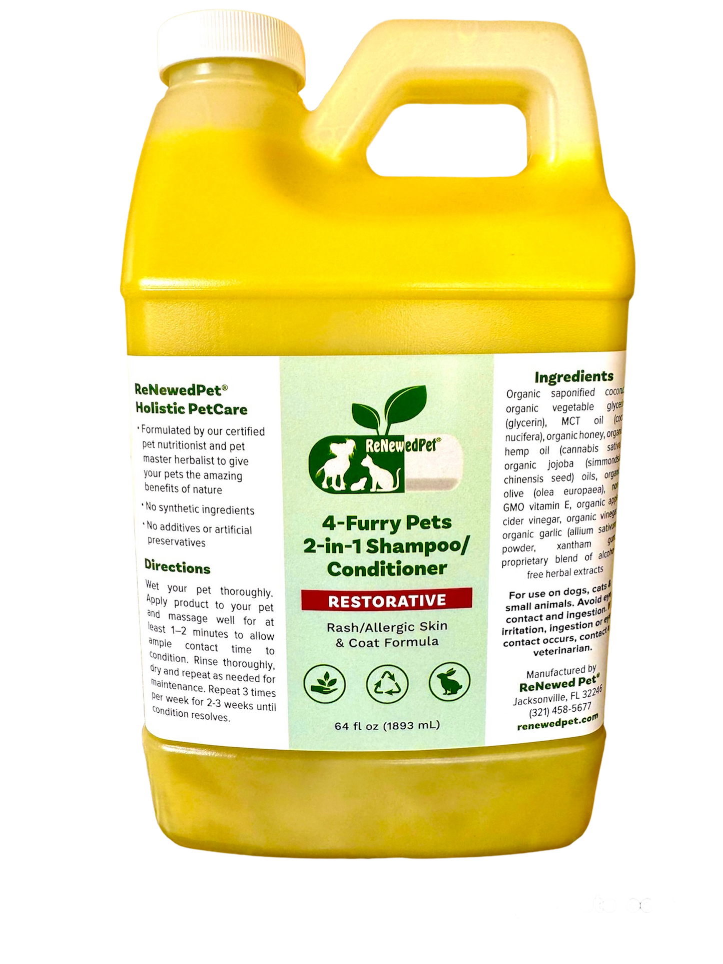 4-Furry Pets Restorative 2-in-1 natural pet shampoo and conditioner for rash and allergic skin types in dogs and cats