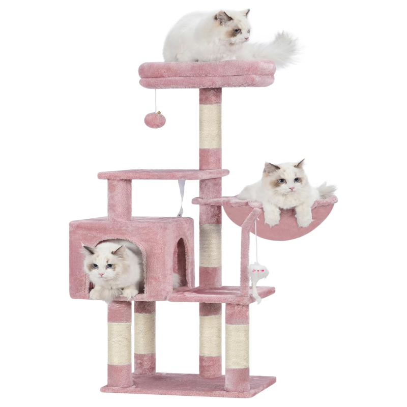Heybly Small Cat Tree with Hammock - Compact Cat Tower & Furniture for Indoor Cats