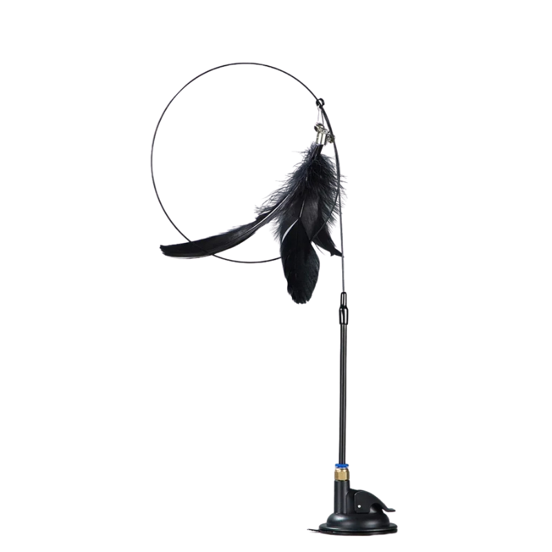 Cat Teaser Stick with Suction Cup – Long-Lasting Feather Wand Toy
