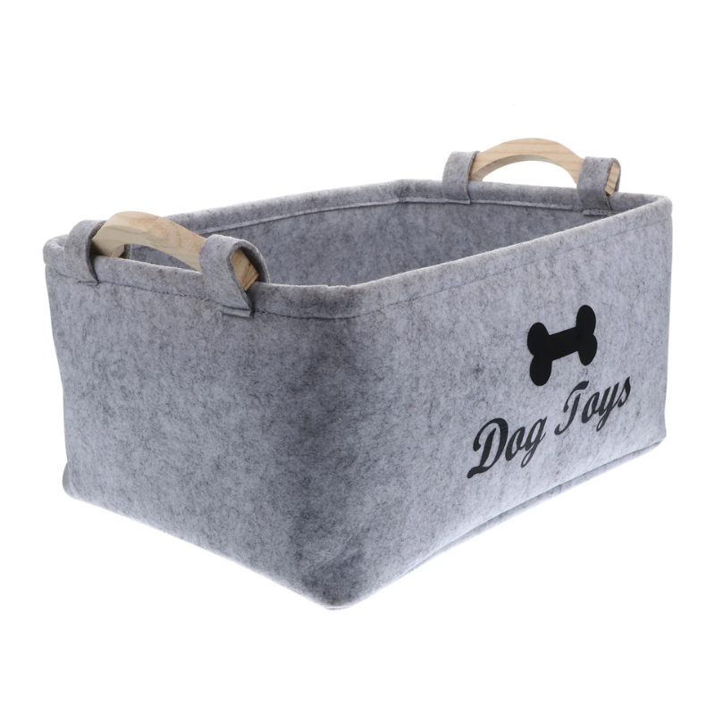 Dog Toy Storage Basket - Felt Organizer Bin for Pets