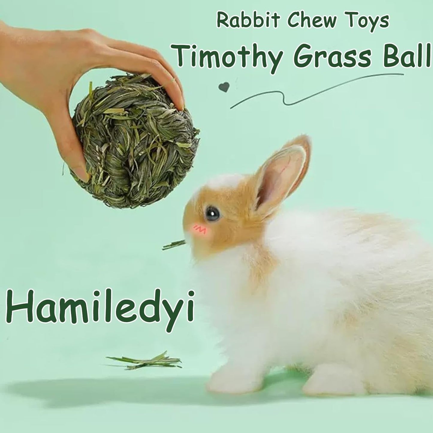 Get Your Furry Friends Hopping with Our Timothy Grass Chew Ball - Perfect Playtime for Bunnies, Hamsters, and Guinea Pigs! 🐰🐹🥳