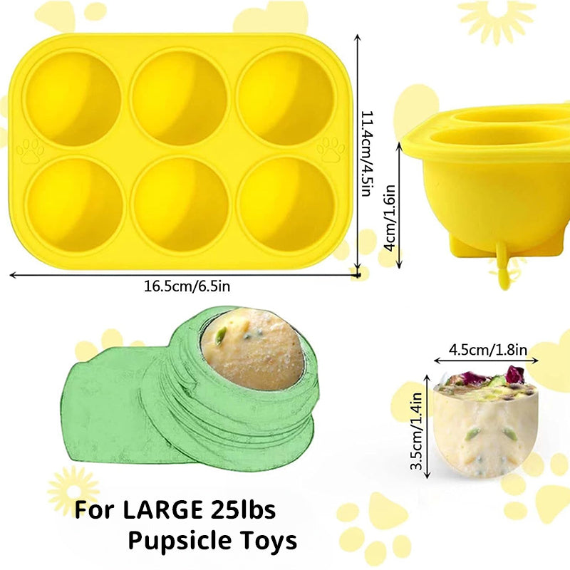 6 - cavity dog treat molds , compatible with Woof & Power Chewer Pupsicle, silicone for frozen treats, reusable for Pupsicle toy