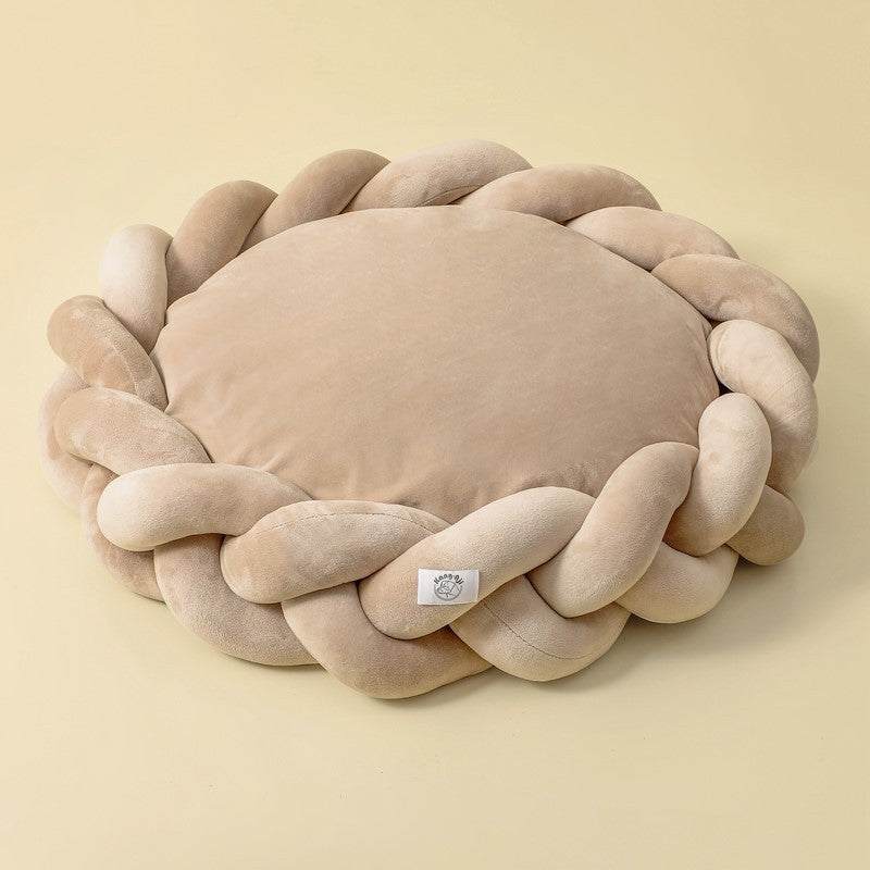 Round detachable pet kennel mat filled with polyester cotton in multiple colors