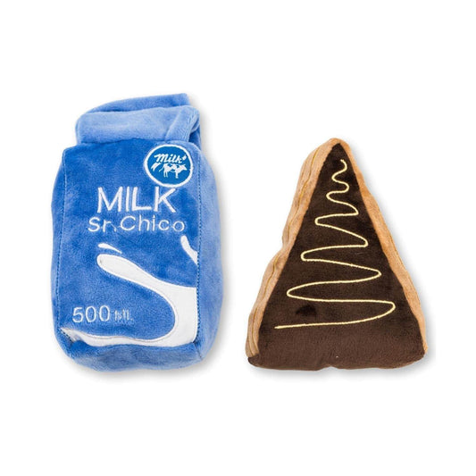 Cake Slice and Milk Midnight Snack Plush Dog Toy Set – Fun Durable Toy