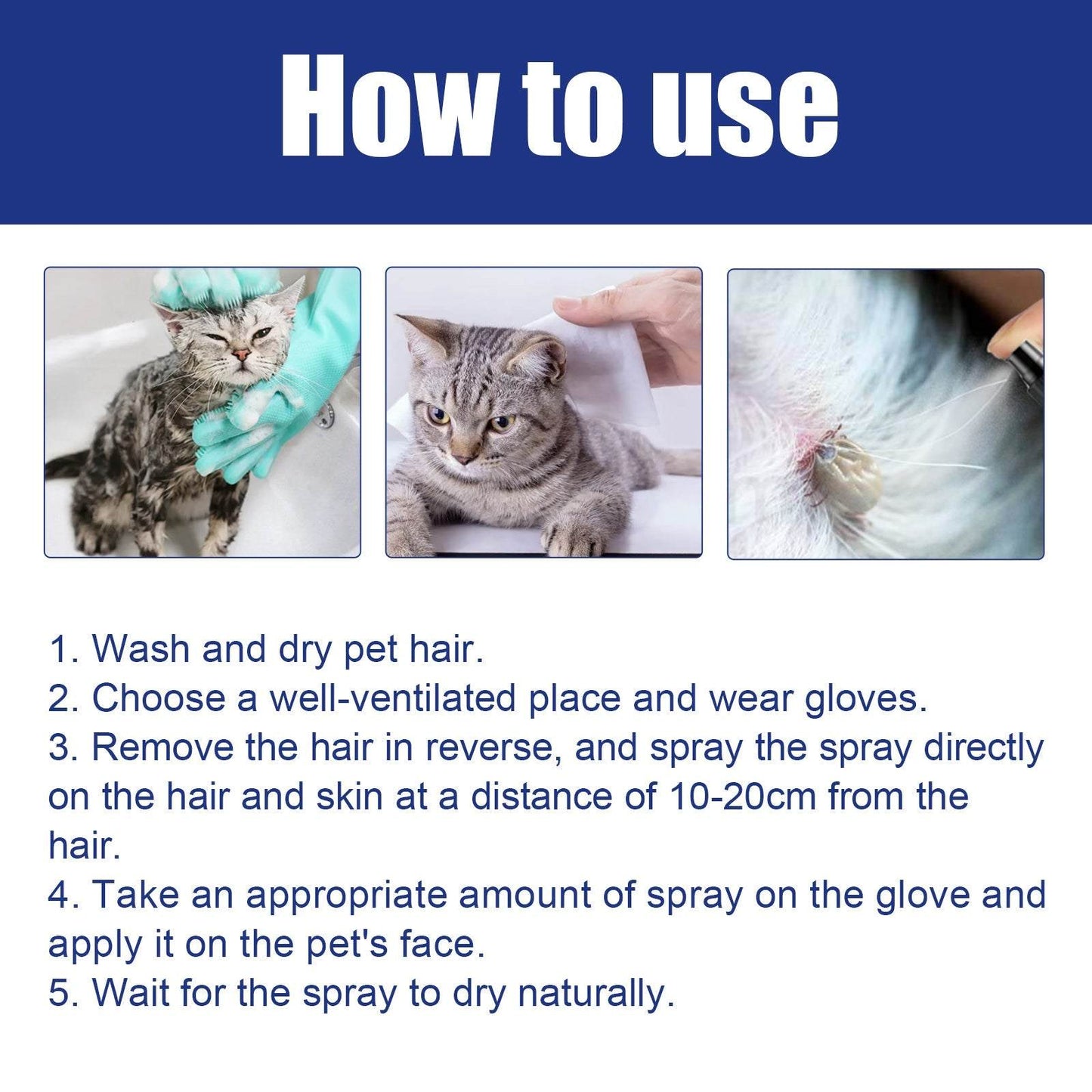 Pet flea spray bottle for cats and dogs with natural extracts