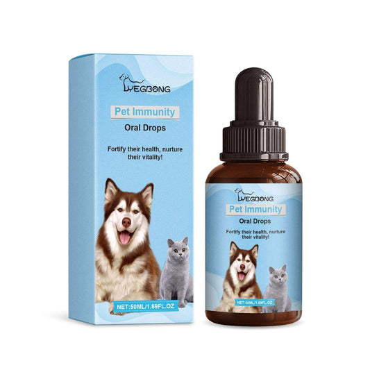 Pet Immune Oral Drops bottle with dropper for cats and dogs immune support